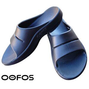 OOFOS 10 Womens Ooahh Recovery Black Slides